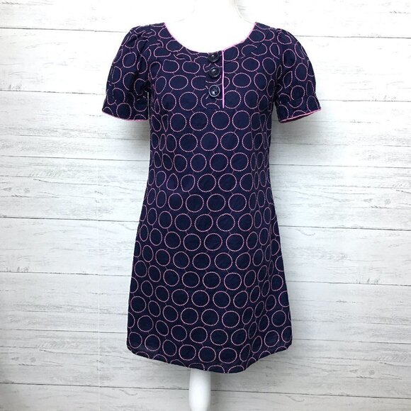 Lilly Pulitzer Women's Dress Navy and Pink Print Short Sleeve Cotton size 4 - Picture 1 of 10